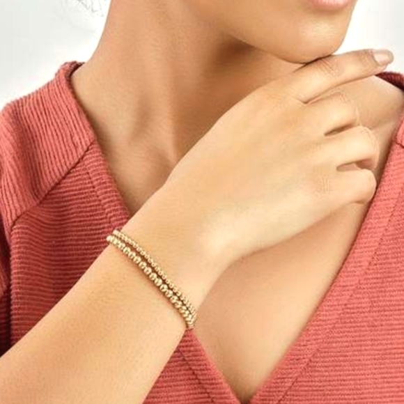 🔥FINAL💲⬇️Sterling Forever 14K Gold Plate Beaded Bracelet Set Of 2 ~ NWT - Picture 2 of 6